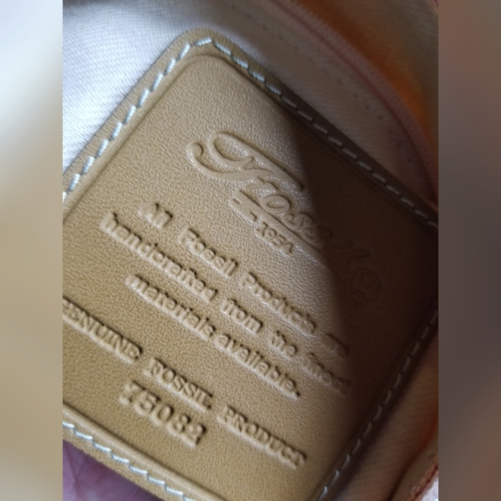Fossil Cream Pink Canvas Shoulder Bag Leather - Picture 4 of 4